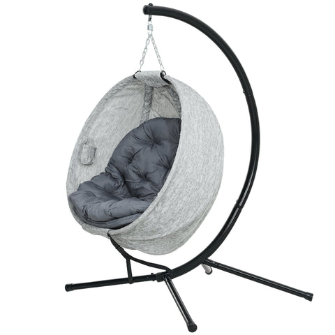 Rootz Egg-Shaped Hanging Basket Chair - Hanging Chair - Garden Chair - Rocking Function - 118cm x 116cm x 180cm