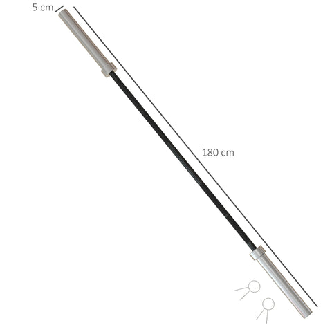 Rootz Barbell Bar - Steel Workout Bar - 180cm Olympic Weightlifting Rod - Durable & Safe - Load Capacity 200kg Ø5cm