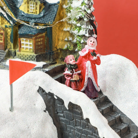 Rootz Christmas Village Set - Holiday Decor - Festive Display - LEDs & Fiber Optics - 34cm x 21cm x 23cm