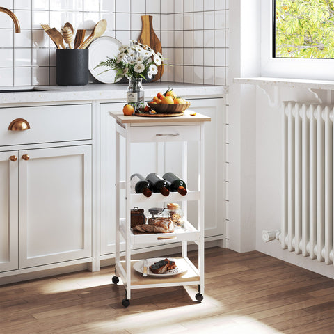 Rootz Kitchen Car Serving Cart - Trolley - Utility Cart - Space-Saving - 37x37x76cm