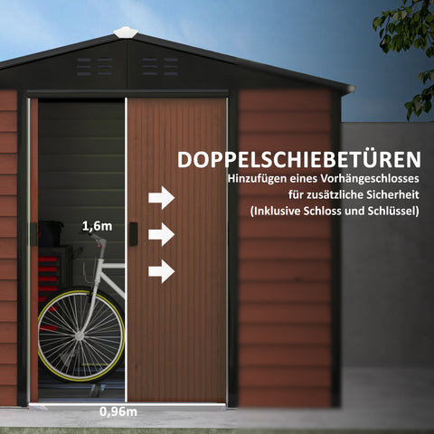 Rootz Metal Tool Shed - Garden Storage - Lockable Toolshed - Weatherproof & Rustproof - 240cm x 206cm x 198cm