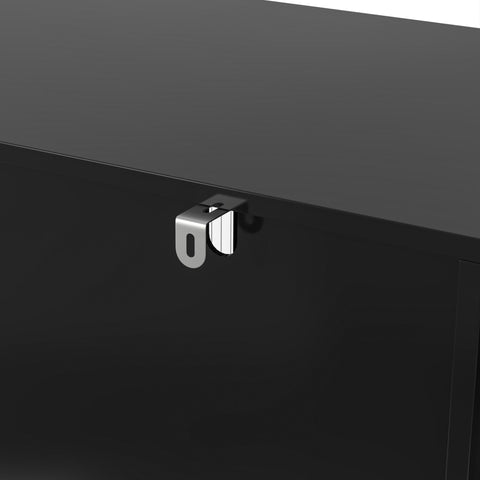 Rootz Black Sideboard Storage Cabinet - Towel Holder - Kitchen Buffet - Spacious Design - 120cm x 40cm x 75.5cm