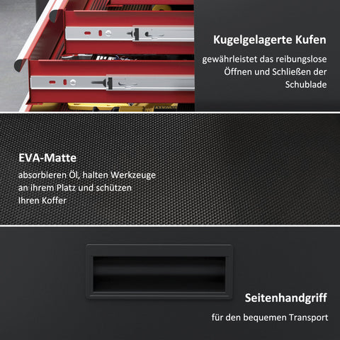 Rootz Rollable Tool Cabinet - Workshop Trolley - Tool Storage Chest - Lockable Metal Design - 45L x 24W x 33H cm, 60L x 28W x 72H cm