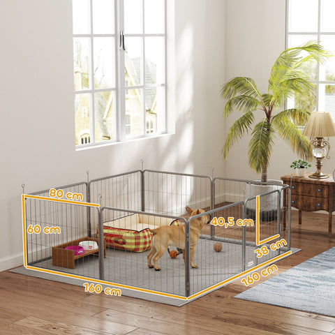 Rootz Pet Enclosure Dog Fence - Pet Playground - Customizable Dog Playpen - Stainless Steel - 160cm x 160cm x 60cm