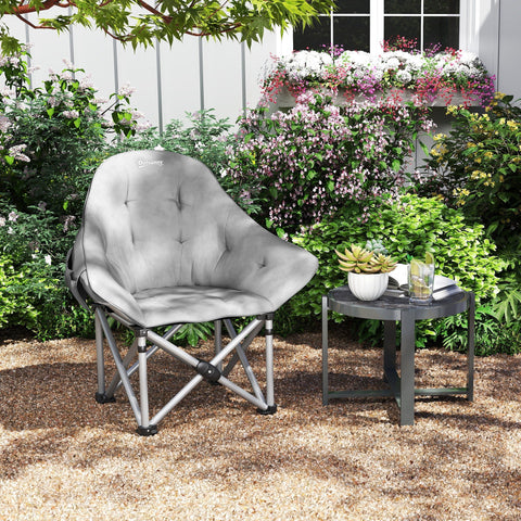 Rootz Foldable Camping Chair - Portable Seat - Outdoor Armchair - Supports up to 120kg - Grey - 90cm x 63cm x 100cm