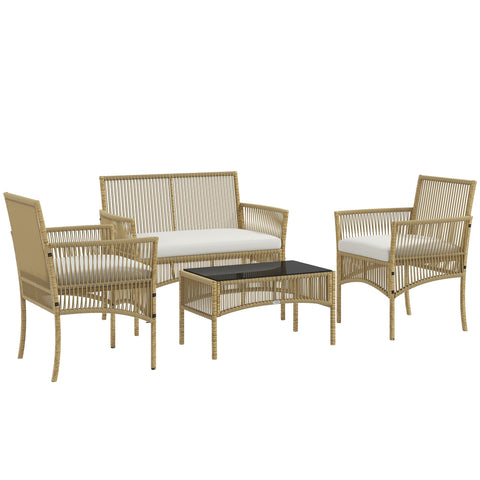 Rootz 4-Part Garden Lounge Set - Outdoor Sofa - Patio Armchairs - Durable & Weather-resistant - 56x56x80cm & 100x56x80cm & 72x40x39cm