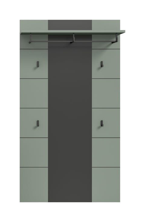Rootz Wall Panel - Coat Rack - Storage Unit - Durable and Stable - 141cm x 80cm x 29cm - Smoke Green Finish