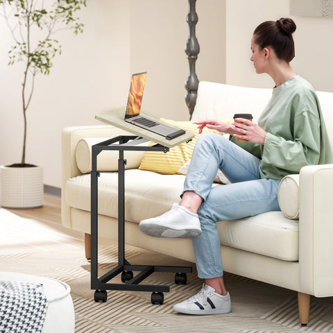 Rootz Adjustable Side Table - Bedside Table - Desk - Height Adjustable - Metal Frame - 55cm x 36cm x 62.5-82.5cm