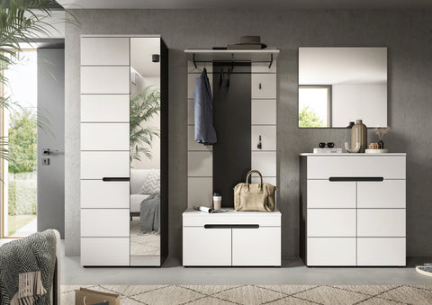 Rootz Wardrobe Combination Set - Closet & Storage Solution - Hallway Organizer - Ample Storage - 255x190x37cm - White Finish