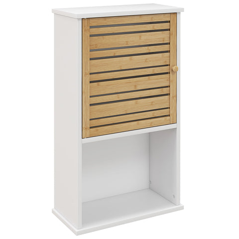 Rootz Wall Shelf with Bamboo Door - Bathroom Storage - Space Saver Cabinet - Optimize Space - 40b x 20t x 70H cm