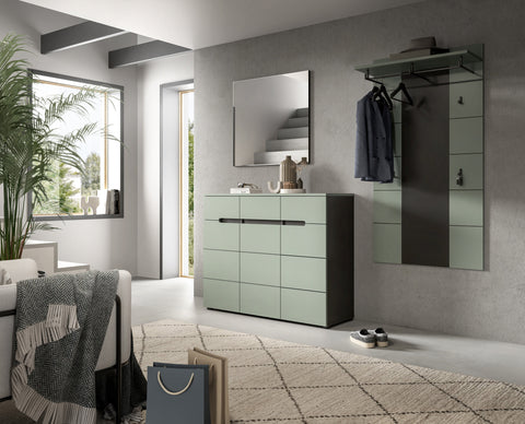 Rootz 3 Piece Wardrobe Combo - Hallway Organizer - Entryway Set - Green - Ample Storage - 215cm x 190cm x 37cm