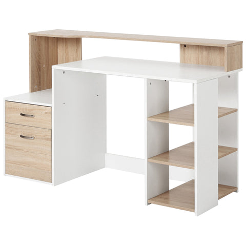 Rootz Computer Table Desk - Office Table - PC Table - Optimal Storage - 140cm x 55cm x 92cm