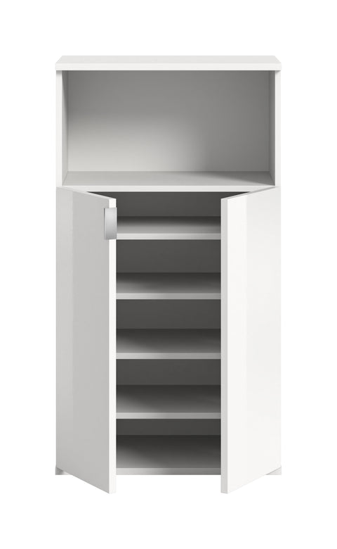 Rootz Shoe Cabinet - Footwear Organizer - Shoe Storage - High-Gloss White Finish - Space for 12 Pairs - 60x110x37cm