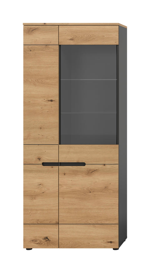 Rootz Display Cabinet - Showcase - Exhibit Case - Stylish Glass Presentation - 190x80x37 cm - Elegant Artisan Replica