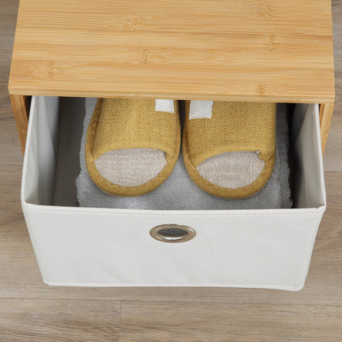 Rootz Scandinavian Storage Furniture with Drawer - Clothes Rack - Bench - Solid Bamboo - Polyester - 35b x 35t x 177h cm