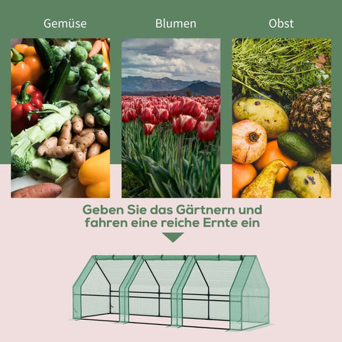 Rootz Mini Greenhouse - Film Greenhouse - Cold Frame - Weatherproof Protection - Enhanced Growth - Easy Setup - 270L x 90W x 90H cm