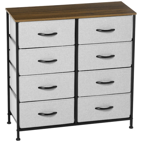 Rootz Chest of Drawers - Storage Organizer - Fabric Dresser - 8 Fabric Drawers - Metal Frame - 80x30x81.5 cm - Grey-Brown