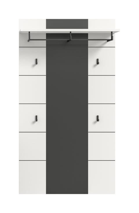 Rootz White Hallway Panel - Coat Rack - Entryway Organizer - Easy-Care Surface - 80cm x 141cm x 29cm