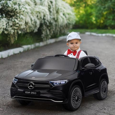 Rootz Electric Children's Car - Licensed Mercedes-Benz EQA - Kids Ride-On Car - Music & Headlights - Parental Remote Control - 111.5cm x 69cm x 52.5cm - Black