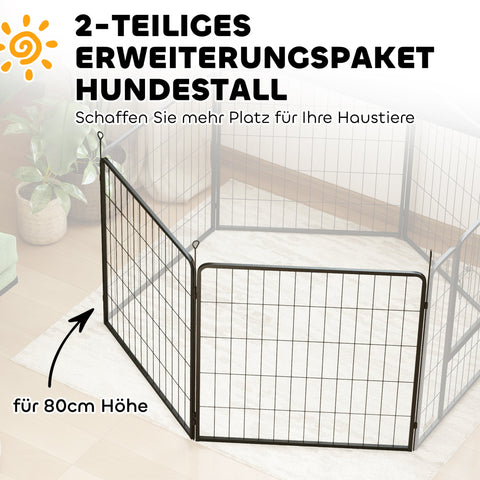 Rootz 2 Set Puppy Enclosure Expansion - Dog Fence Panels - Pet Playground - Robust Steel - Foldable Storage - 80cm x 80cm x 3cm