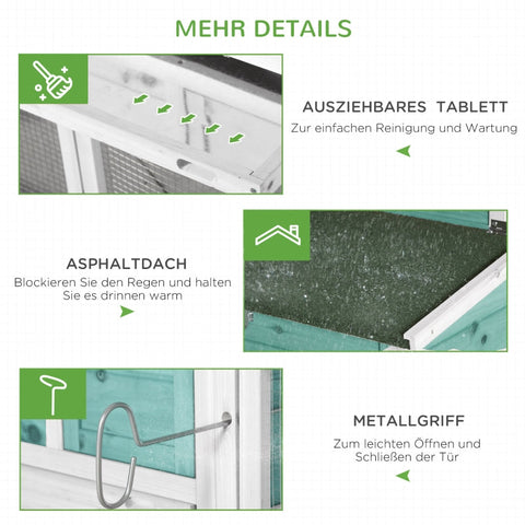 Rootz Chicken Coop - Winterproof Poultry House - Easy to Clean Hen House - Spacious and Secure - 193cm x 78cm x 115cm - Fir Wood Construction