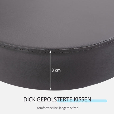 Rootz Round Salon Stool - Massage Stool - Beauty Chair - Height-Adjustable - 35cm x 72-84cm - Faux Leather - Gray