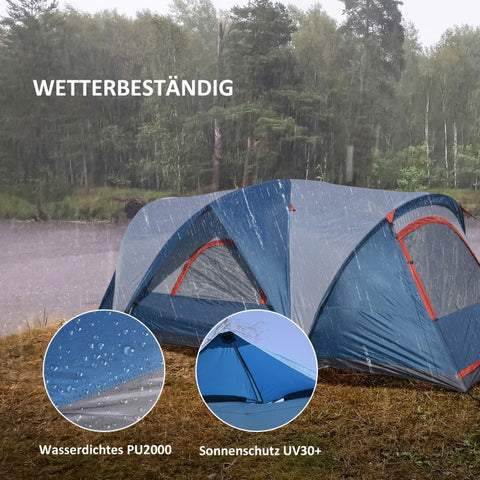 Rootz Camping Tent - Outdoor Shelter - Family Tent - Spacious Design - Water-Repellent - UV-Resistant - 475L x 207W x 150H cm