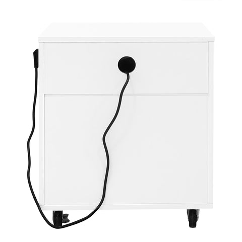 Rootz Bedside Table - Nightstand - Liftable Bedside Cabinet - USB Charging Interface - 74x40.2x71 cm - White