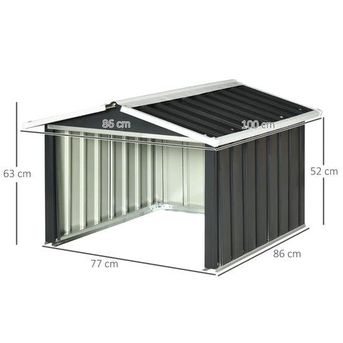 Rootz Lawn Mower Garage - Metal Shed - Robotic Lawnmowers - Rustproof - Galvanized Steel - Polypropylene - Dark Gray - 86L x 100W x 63H cm