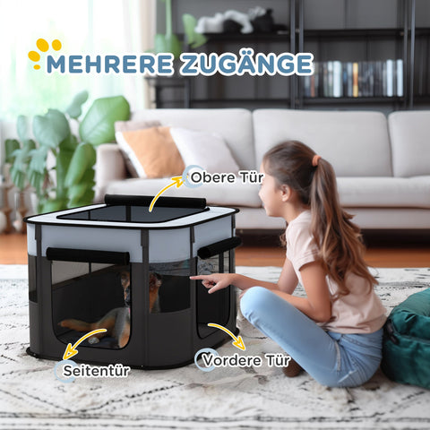 Rootz Foldable Pet Play Run - Pet Enclosure - Puppy Playpen - Ventilated & Stable - 74cm x 60cm x 45cm