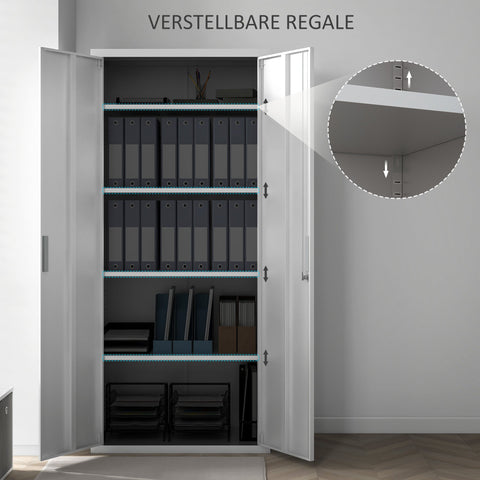 Rootz File Cabinet - Office Cabinet - Storage Shelves - Metal - Durable & Secure - 80b x 40t x 180H cm