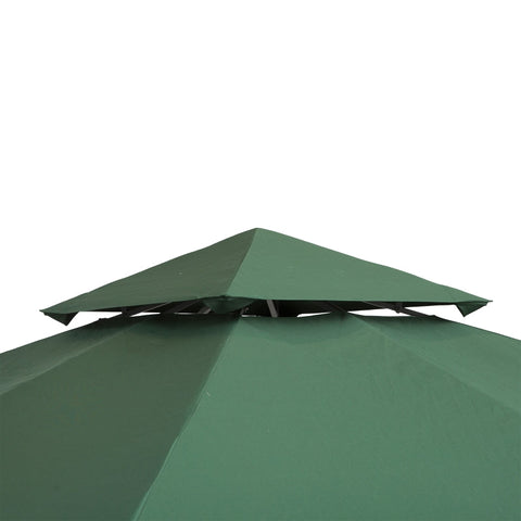 Rootz Replacement Roof for Metal Gazebo - Garden Pavilion Roof - Party Tent Canopy - UV Protection - Weather-Resistant - 3x3m - Dark Green Polyester