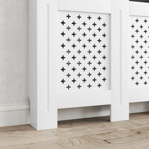 Rootz Radiator Cladding - Cover - Lattice Design - Enhances Home Decor - 112b x 19t x 81.5h cm White