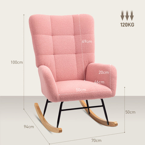 Rootz Rocking Chair - Cozy Armchair - Velvet Wingless Chair - Thick Padding - 70cm x 94cm x 100cm