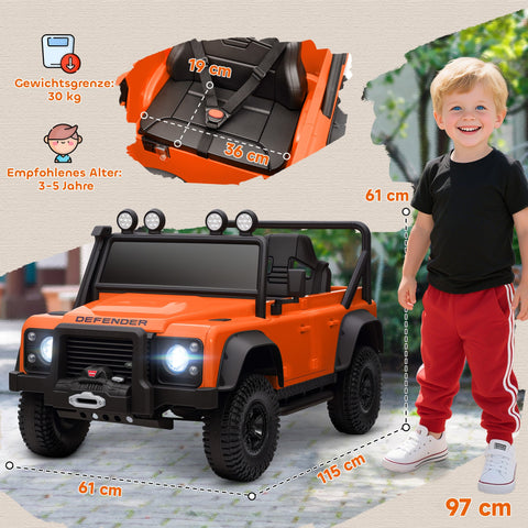 Rootz Children's Electric Car - Kids Ride-On Vehicle - 12V Battery Powered Toy Car - Remote Control & Music Function - 115cm x 61cm x 61cm - Orange