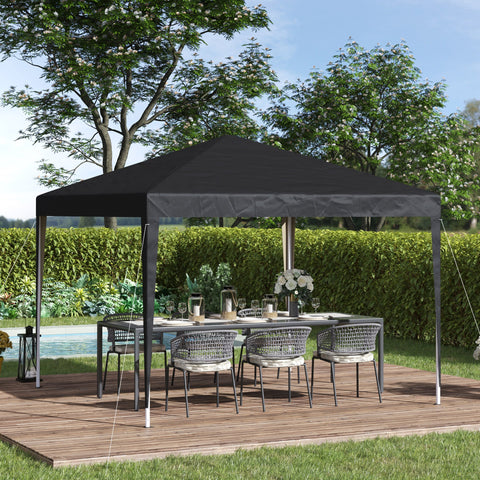 Rootz Pavilion Pop-Up Folding Pavilion - Garden Tent - Party Tent - UV Protection - 2.95m x 2.95m x 2.55m Steel+Oxford Fabric Black