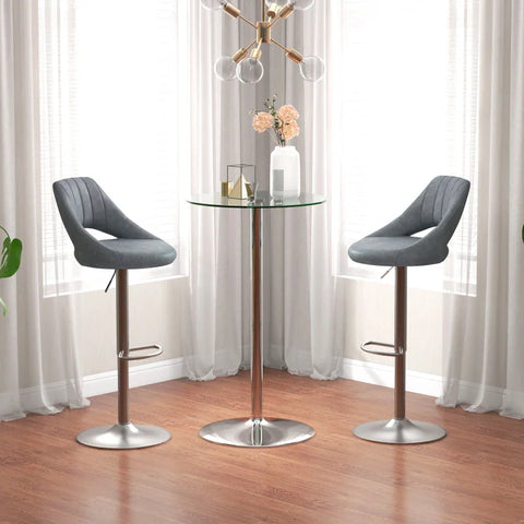 Rootz Bar Table - Table For 2 People - Modern Design - Round Table - Powder-coated Steel - Silver - 60 x 60 x 102 cm