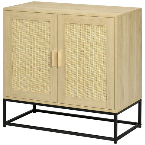 Rootz Bohemian Style Sideboard - Rattan Cabinet - Woven Storage - Adjustable Shelf - 80cm x 40cm x 80cm Natural