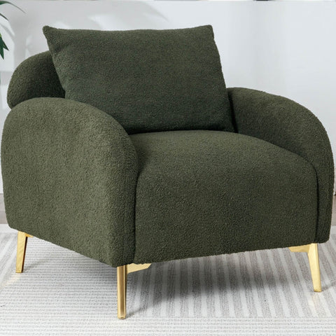 Rootz Teddy Velvet Living Room Chair - Armchair - Lounge Chair - Ergonomic Support - 75.5cm x 75.0cm x 81.0cm - Soft Teddy Velvet Fabric