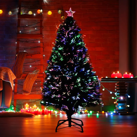 Rootz Artificial Christmas Tree - Fir Tree - LED Fiber Optic Tree - Reusable - Cost-Effective - Metal Stand - Ø60 x H120 cm