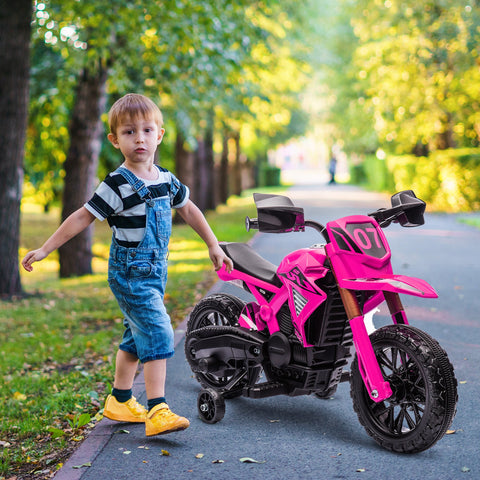 Rootz 12V Pink Electric Motorcycle for Children - Kids Ride-On - Children's Vehicle - Support Wheels - 105cm x 57cm x 62cm
