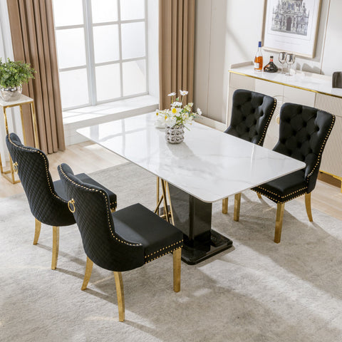 Rootz 4 Piece Dining Room Chair Set - Upholstered Chairs - Nail Head Trim Seating - Luxurious Comfort - 51.5 x 65.5 x 95 cm