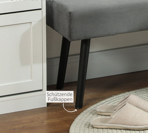 Rootz Upholstered Bench - Shoe Bench - Bedroom Seating - Maximum Comfort - 100 x 36 x 45 cm - Grey