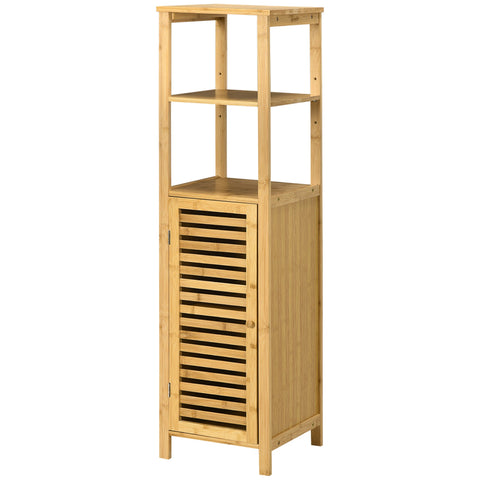 Rootz Bathroom Shelf - Bamboo Tall Cabinet - Bathroom Storage - Adjustable Shelves - 33x30x120cm - Moisture Resistant