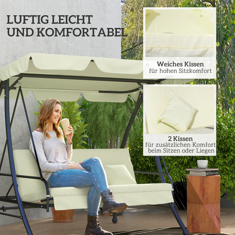 Rootz Hollywood Swing Bench - Swing Lounger - Outdoor Seating - Adjustable Backrest - 200cm x 125cm x 170cm