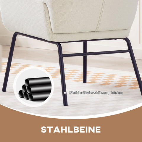 Rootz Modern Upholstered Chair - Accent Armchair - Wingback Seat - High Comfort - White - Steel Legs - 70cm x 74.5cm