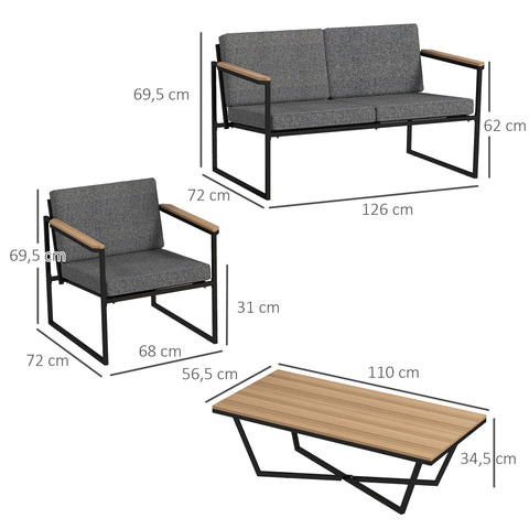 Rootz Garden Furniture Set - Patio Set - Outdoor Sofa Set - Weatherproof - 126cm x 72cm x 69.5cm (Loveseat), Grey and Brown