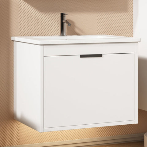 Rootz Hanging Sink Cabinet - Floating Vanity - Bathroom Storage - Soft Close Drawers - 59cm x 46.5cm x 47cm