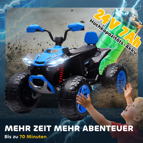 Rootz Children's Electric Quad - Kids Ride-On Vehicle - 24V Power - Dual Motors - 6.5 km/h - Blue - 109cm x 68.5cm x 76cm - USB & MP3