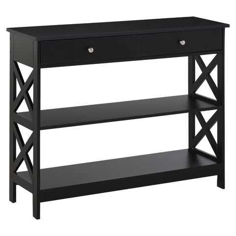 Rootz Drapier Console Table - Entrance Table - Neo-Retro Furniture - Ample Storage - 100L x 30.5B x 80H cm MDF Black